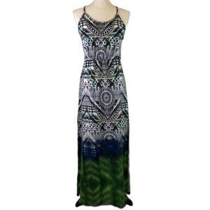 South African Boho Maxi Sundress Sleeveless Racer Back Scoop Neck Size S